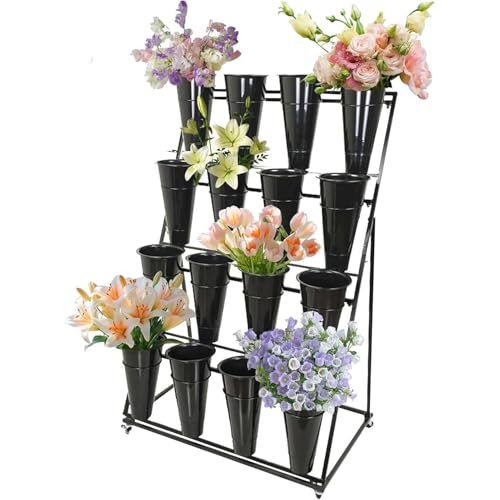 Metall-Blumenständer – 2-stöckig mit 4 Eimern, einfache Einrichtung für Garten- und Terrassendekoration im Freien Metall-Blumenständer – 2-stöckig mit 4 Eimern, einfache Einrichtung für Garten- und Terrassendekoration im Freien von Generisch