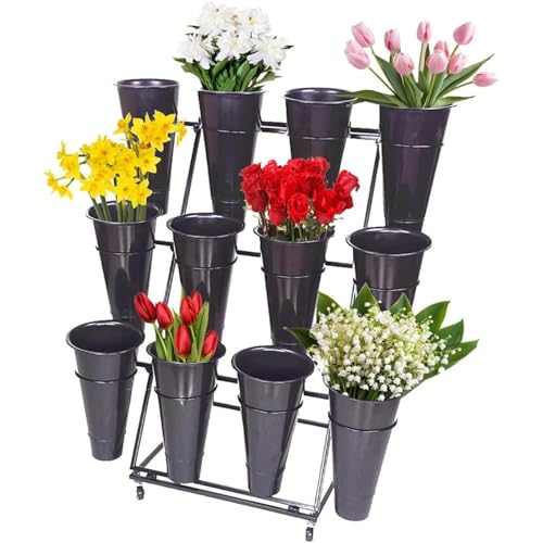Metall-Blumenständer – 2-stöckig mit 4 Eimern, einfache Einrichtung für Garten- und Terrassendekoration im Freien Metall-Blumenständer – 2-stöckig mit 4 Eimern, einfache Einrichtung für Garten- und Terrassendekoration im Freien von Generisch