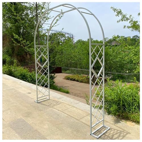 Metall Gartenbogen Kletterpflanzen Outdoor Hochzeitsbogen aus pulverbeschichtetem Stahl Rankgitter 140x230cm bis 300x230cm weiß Unterstützung für Reben und Blumen von Generisch