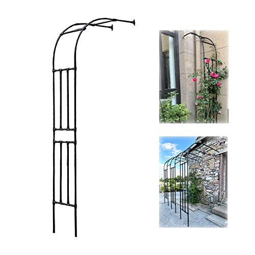 Metall Gartenbogen für Kletterpflanzen Verstellbare Breite 60-240cm Wetterbeständig Rankgitter Schwarz Halbbogen Rosenstütze Langlebige Gartenlaube für Outdoor-Dekor von Generisch