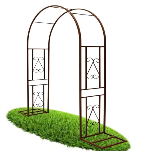 Metall Gartenbogen mit Sockel,Außenbereich Rosenbogen,breiter Rosenhilfe Pergola Rankgitter Rankhilfe Kletterhilfe für Rasen,Blumen,Kletterpflanzen,Gemüse und Obst 230 x 40cm(Brown,H230 x W180cm) von Generisch