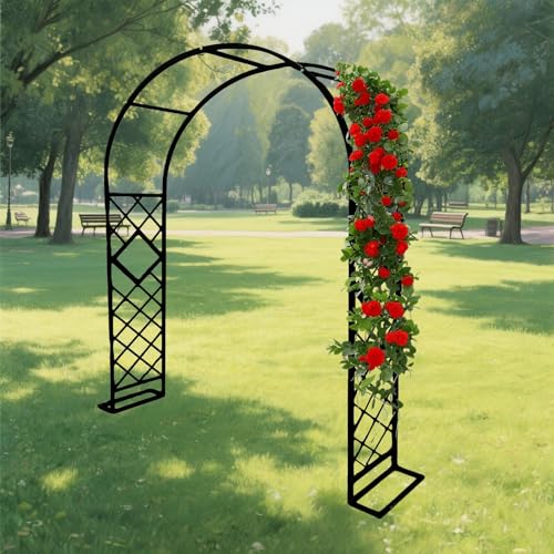 Metall Gartenbogen mit Standfuß Stahl Pergola für Kletterpflanzen Hochzeit Party Deko Breiten 140-340cm Gartenlaube Gartenlandschaft von Generisch