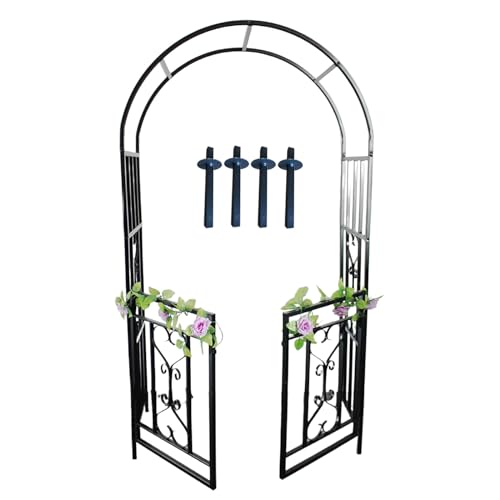 Metall Gartenbogen mit Tor - Schwarze Rankhilfe Pergola für Kletterpflanzen Unterstützung - Outdoor Laube für Rosen und Gartendekoration Metall Gartenbogen mit Tor - Schwarze Rankhilfe Pergola für Kletterpflanzen Unterstützung - Outdoor Laube für Rosen und Gartendekoration von Generisch