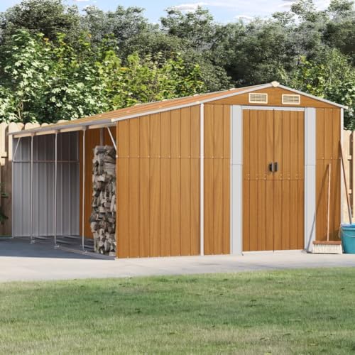 Metall-Gartenhaus – verzinkter Stahl, Werkzeuglagerung und Kohlebunker mit schrägem Dach, Hellbraun, 277 x 365,5 x 179 cm, Outdoor-Nizer Metall-Gartenhaus – verzinkter Stahl, Werkzeuglagerung und Kohlebunker mit schrägem Dach, Hellbraun, 277 x 365,5 x 179 cm, Outdoor-Nizer von Generisch