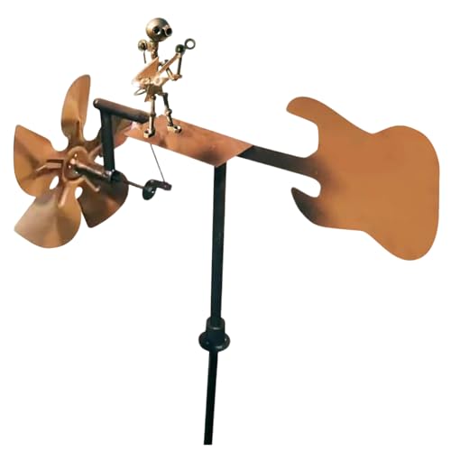 Metall Gitarrist Windmühle, Gitarristen Windrad Garten Deko, Gitarrist Windmühle Musik Figuren Und Statuen, Art Figur, Rock Gitarre Statue, Wind-Angetriebene Gitarre Skulptur Garten Dekoration von Generisch