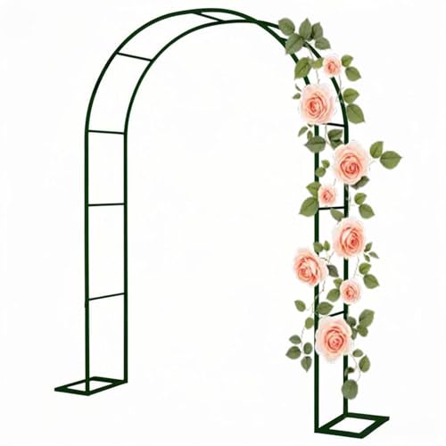 Metall Hochzeitsbogen,Gartenbogen für Kletterpflanzen,robuster Rosenbogen für drinnen draußen,Rankgitter mit Fuß,Pergola für Rosenhilfe,Blumen Weinreben Höhe2.0~2.5m,Breite0.8~3.5m(grün,H250 x W 280cm von Generisch