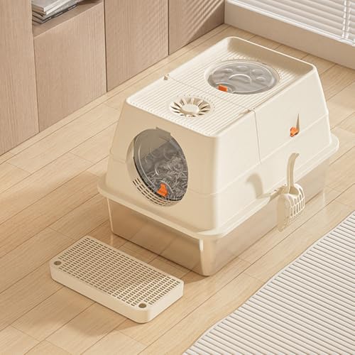 Metall-Katzentoilette mit abnehmbarem Deckel, Edelstahl-Katzentöpfchen mit Klappdeckel, Katzentoilette mit Katzenstreu und Pedal, geschlossener Vordereingang, oberer Ausgang, hohe Seiten Metall-Katzentoilette mit abnehmbarem Deckel, Edelstahl-Katzentöpfchen mit Klappdeckel, Katzentoilette mit Katzenstreu und Pedal, geschlossener Vordereingang, oberer Ausgang, hohe Seiten von Generisch
