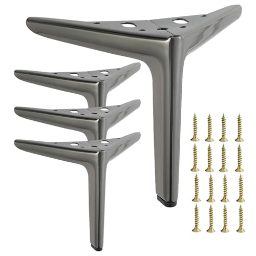 Metall Möbelbeine für Sofa Schrank Kommode - 4 Stück mit Anti-Rutsch-Matten, DIY Ersatzbeine für Couch Stuhl Ottomane von Generisch