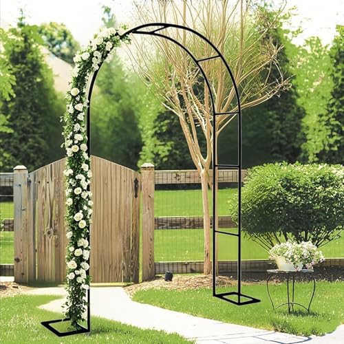 Metall Pergola mit Standfuß Gartenbogen Rankhilfe inklusive 10 Pflanzenstützclips Perfekt für Outdoor Blumen & Kletterpflanzen Rose Hochzeitszeremonie Rahmen von Generisch