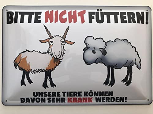 Metall Schild 20x30cm Bitte nicht füttern Ziege Schaf Sprüche Blechschild von Generisch