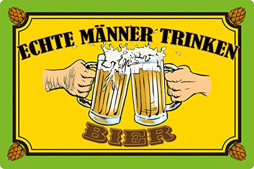 Metall Schild 20x30cm Echte Männer trinken Bier Sprüche Blechschild von MiOYOOW