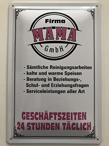 Metall Schild 20x30cm Firma Mama GmbH 24 Stunden täglich Sprüche Blechschild von Generisch