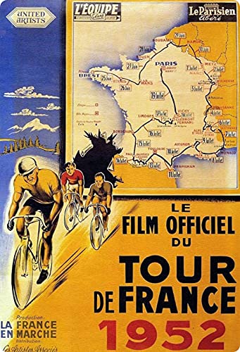 Metall Schild 20x30cm Le Film Tour de France 1952 Fahrrad Retro Nostalgie Blechschild von Generisch