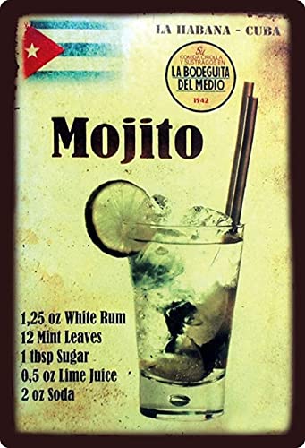 Metall Schild 20x30cm Mojito Rezept Karte Havana Cuba Blechschild Vintage von Generisch
