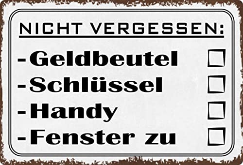 Metall Schild 20x30cm Nicht vergessen Sprüche Blechschild von Generisch