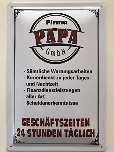 Metall Schild 20x30cm Papa GmbH 24 Stunden täglich Sprüche Blechschild von Generisch