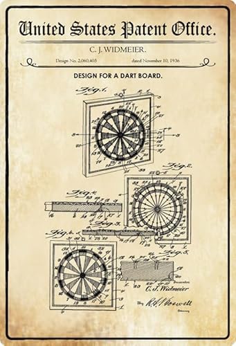 Metall Schild 20x30cm Patent Entwurf für ein Dart Spiel 1936 Blechschild Metall Schild 20x30cm Patent Entwurf für ein Dart Spiel 1936 Blechschild von Generisch