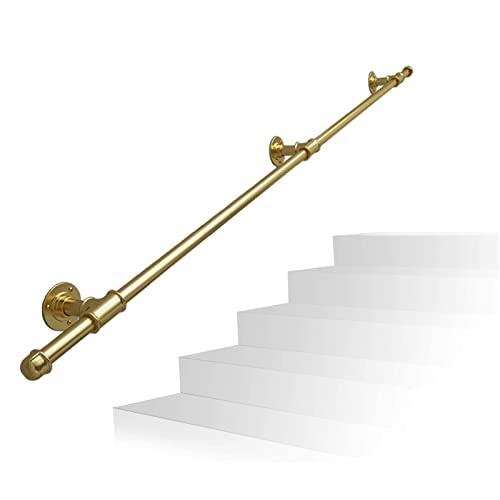 Metall-Treppengeländer-Set aus Schmiedeeisen – verstellbarer Handlauf für Innen- und Außentreppen, Wandhalterung, 1 m bis 6 m Länge, Gold-Finish, Sicherheits-ils Metall-Treppengeländer-Set aus Schmiedeeisen – verstellbarer Handlauf für Innen- und Außentreppen, Wandhalterung, 1 m bis 6 m Länge, Gold-Finish, Sicherheits-ils von Generisch