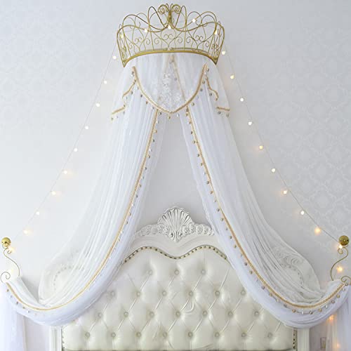 Metall Wand Baldachin Krone - Antik Prinzessin Bettvorhang mit Spitze Moskitonetz für Schlafzimmer Dekoration Metall Wand Baldachin Krone - Antik Prinzessin Bettvorhang mit Spitze Moskitonetz für Schlafzimmer Dekoration von Generisch