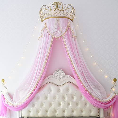 Metall Wand Baldachin Krone - Antik Prinzessin Bettvorhang mit Spitze Moskitonetz für Schlafzimmer Dekoration Metall Wand Baldachin Krone - Antik Prinzessin Bettvorhang mit Spitze Moskitonetz für Schlafzimmer Dekoration von Generisch