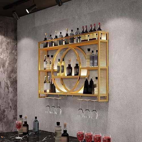Metall Wandmontiertes Weinregal - Moderne hängende Vitrine für Zuhause Restaurant Multifunktionales Lagerregal Vintage Stil Flaschenhalter von Generisch