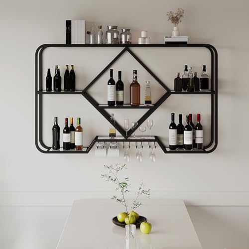 Metall-Weinregal und Stielglashalter, industrieller eleganter Aufbewahrungs-Organizer für Zuhause, Küche, Esszimmer, Weinkeller von Generisch