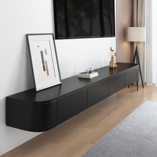 Meuble TV Suspendu Meuble Tele Noir avec Rangement Elégant Meuble TV Bois Table Television Salon Convient pour Le Salon et la Chambre à Coucher (Noir 240 cm) von Generisch