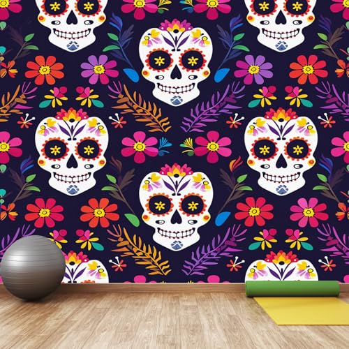 Mexikanischer Totenkopf Vlies Fototapete Cartoon-Blumen Tapete Zuckerschädel Vliestapete - Tapeten 3D Effekt- für Wohnzimmer Schlafzimmer Wandtapete 250 x 175 cm Tapete Mexikanischer Totenkopf Vlies Fototapete Cartoon-Blumen Tapete Zuckerschädel Vliestapete - Tapeten 3D Effekt- für Wohnzimmer Schlafzimmer Wandtapete 250 x 175 cm Tapete von Generisch