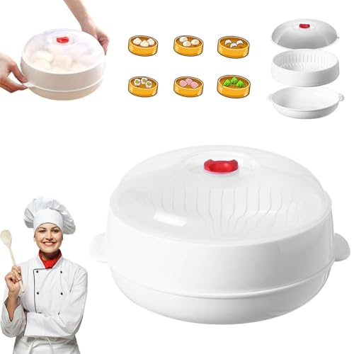 Microwave Oven Steamer, Multifunctional Microwave Heating and Thermal Insulation Steamer Utensils for Cooking Dumplings, Vegetable (1 Layer) von Generisch