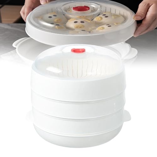 Microwave Oven Steamer with Lid and Tray, Multifunctional Microwave Vegetable Steamer, Layered Water Storage Design for Steaming Vegetables, Dumplings, and More(3-layer) von Generisch