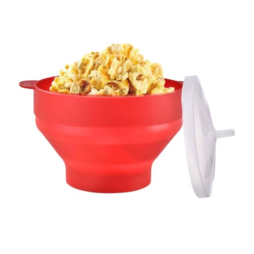 Microwave Popcorn Popper - Foldable Silicone Bowl With Lid | Practical Maker, Kitchen And Restaurant Container, Easy Clean, Reusable, Compact von Generisch