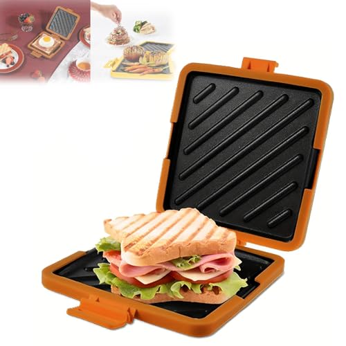 Microwave Toastie Sandwich Grilled Cheese Maker, 3-in-1 Grilled Cheese & Panini Press for Quick Breakfast, Easy to Clean and Store for Cooking Breakfast,Grilled Cheese (Orange) von Generisch