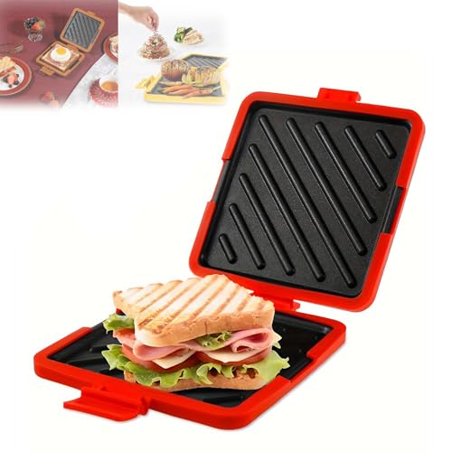 Microwave Toastie Sandwich Grilled Cheese Maker, 3-in-1 Grilled Cheese & Panini Press for Quick Breakfast, Easy to Clean and Store for Cooking Breakfast,Grilled Cheese (Red) von Generisch
