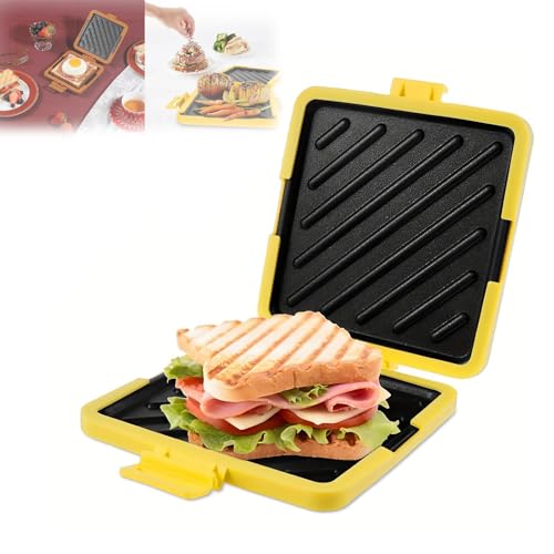 Microwave Toastie Sandwich Grilled Cheese Maker, 3-in-1 Grilled Cheese & Panini Press for Quick Breakfast, Easy to Clean and Store for Cooking Breakfast,Grilled Cheese (Yellow) von Generisch