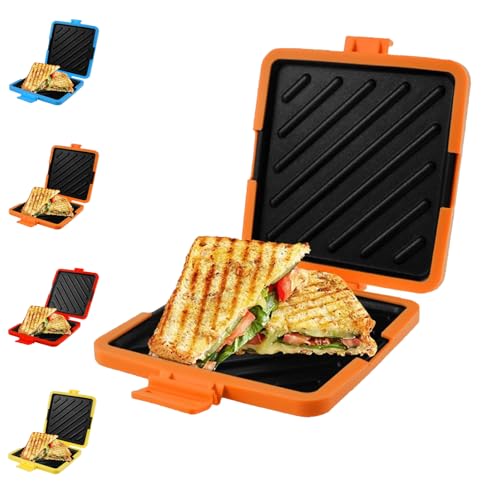 Microwave Toastie Sandwich Grilled Cheese Maker, 3-in-1 Grilled Cheese & Panini Press for Quick Breakfast, Snack and Lunch, for Microwave Easy to Clean and Store (Orange) von Generisch