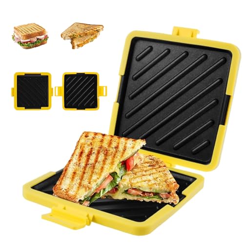 Microwave Toastie Sandwich Maker, 3-in-1 Grilled Cheese & Panini Press, Dishwasher Safe, for Breakfast, for Microwave Easy to Clean and Store (Yellow) von Generisch
