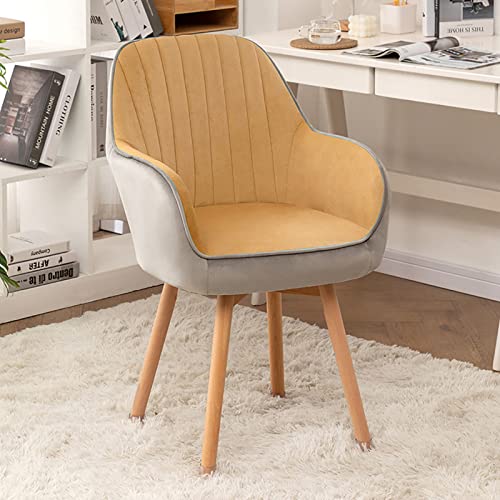 Mid Century Drehsessel aus Samt – eleganter gepolsterter Esszimmerstuhl für Schminktisch oder Büro – bequemer Holzsockel, schickes Design von Generisch