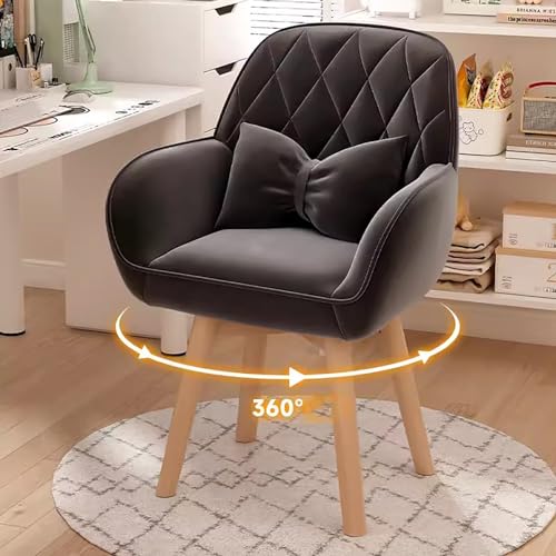 Mid-Century Drehstuhl aus Leder, Schminkstuhl für Zuhause und Büro, ideal für Arbeit oder Studium, ergonomisches Design, stilvoller und bequemer Schönheitssitz von Generisch