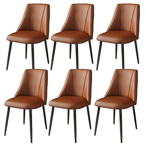 Mid Century Esszimmerstühle 6er Set mit PU-Kissen Rückenlehne Moderne Küchenstühle mit Metallbeinen (Braun) von Generisch