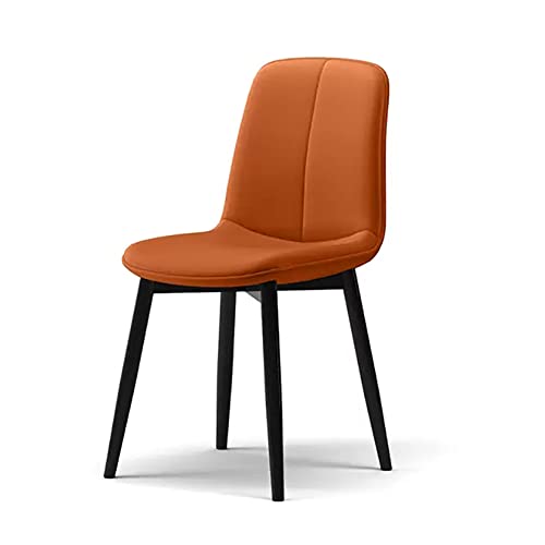 Mid Century Esszimmerstuhl-Set aus schwarzem Kunstleder mit 4 cm Polstersitz, moderne Beine aus Karbonstahl, ideal für Esszimmer, Küche, 2 Stück (Orange) von Generisch