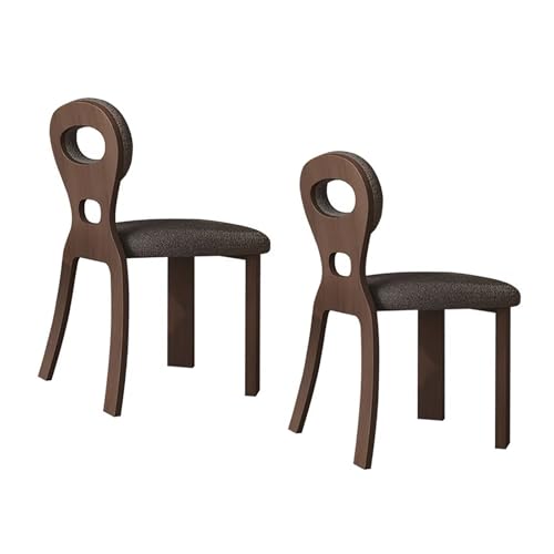 Mid-Century Esszimmerstuhl aus Massivholz, 2er Set, gepolsterter Küchenstuhl mit hohler Rückenlehne, für Esszimmer, Wohnzimmer, Büro von Generisch