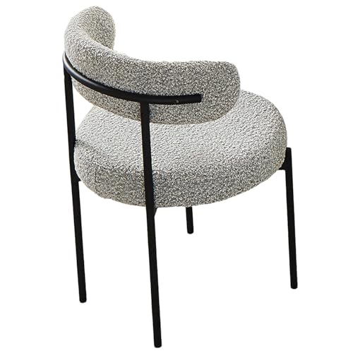 Mid Century Esszimmerstuhl mit gebogener Rückenlehne und gepolstertem Boucle-Sitz, moderner Küchenstuhl mit schwarzen Metallbeinen, für Wohnzimmer oder Schlafzimmer Mid Century Esszimmerstuhl mit gebogener Rückenlehne und gepolstertem Boucle-Sitz, moderner Küchenstuhl mit schwarzen Metallbeinen, für Wohnzimmer oder Schlafzimmer von Generisch