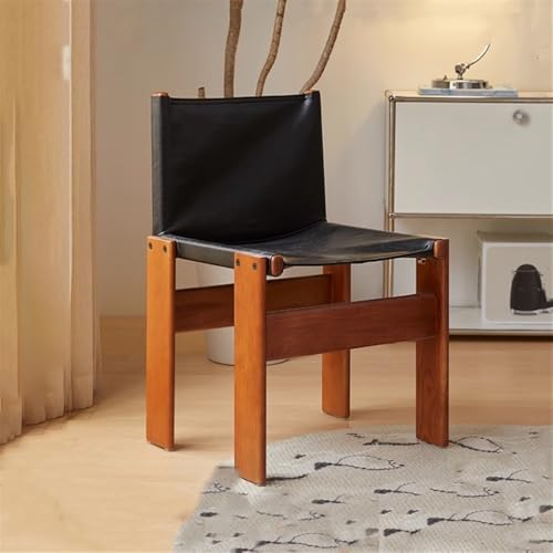 Mid-Century Leder-Esszimmerstuhl – Massivholz ohne Armlehne – moderner Küchen- oder Wohnzimmerstuhl Mid-Century Leder-Esszimmerstuhl – Massivholz ohne Armlehne – moderner Küchen- oder Wohnzimmerstuhl von Generisch