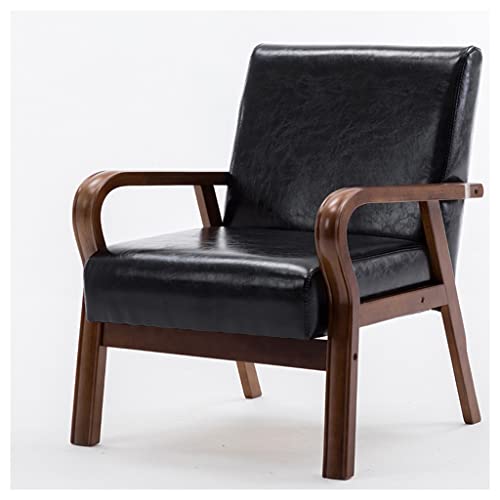 Mid-Century Leder-Stuhl, Retro, gepolstert, Lounge-Stuhl mit Armlehnen, bequemer Einzellesesessel für Schlafzimmer oder Wohnzimmer von Generisch