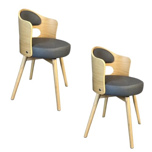 Mid Century Moderne Drehstühle Esszimmerstühle 2er Set Gepolsterter Küchenstuhl mit Armlehnen Kunstleder Kissen und Vintage Massivholz Beine Leicht zu Reinigen Grau Mid Century Moderne Drehstühle Esszimmerstühle 2er Set Gepolsterter Küchenstuhl mit Armlehnen Kunstleder Kissen und Vintage Massivholz Beine Leicht zu Reinigen Grau von Generisch