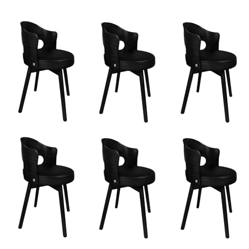 Mid Century Moderne Drehstühle Esszimmerstühle 4er Set Gepolstert mit Kunstleder Vintage Massivholz Beine Bequeme Sitzgelegenheit für Esszimmer von Generisch