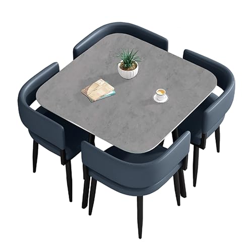 Mid Century Moderne Esszimmerstühle, Set mit 2/4/6 PU-Leder und Massivholzkissen, stilvolle Esszimmerstühle, Küche, Wohnzimmer, Schlafzimmer, Arbeitszimmer, Möbel (Dunkelwalnuss + Dunkelgrau) von Generisch