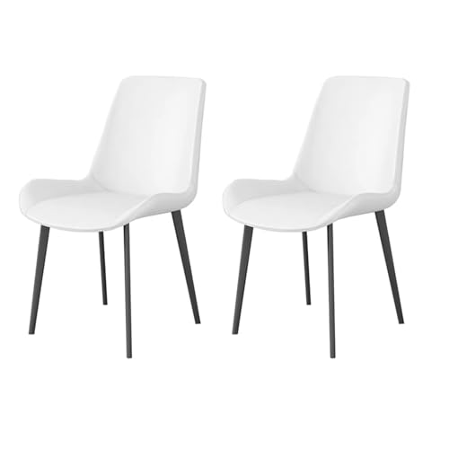 Mid Century Moderne Esszimmerstühle, gepolstert, Küchenstühle mit Beinen aus Karbonstahl, für Esszimmer, Wohnzimmer, Heimbüro, stilvolles weißes Design, 2 Stück Mid Century Moderne Esszimmerstühle, gepolstert, Küchenstühle mit Beinen aus Karbonstahl, für Esszimmer, Wohnzimmer, Heimbüro, stilvolles weißes Design, 2 Stück von Generisch