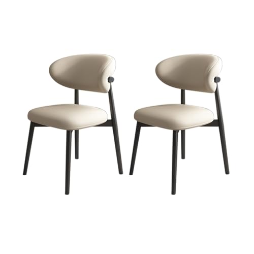 Mid Century Moderne Esszimmerstühle 2er 4er 6er Set - Gepolsterte gebogene Rückenlehne mit Holzbeinen - Stilvolle Esszimmer- & Küchenmöbel (Schwarz + Hellkhaki) von Generisch