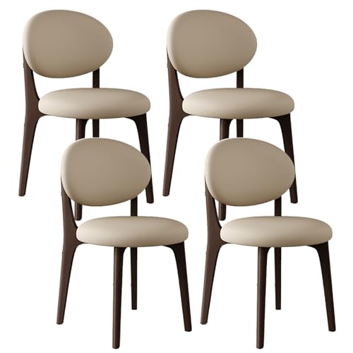 Mid Century Moderne Esszimmerstühle 2er 4er 6er Set PU-Leder & Massivholz mit rundem Kissen perfekt für Küche Esszimmer Schlafzimmer Wohnzimmer (dunkles Walnuss + Hell) von Generisch